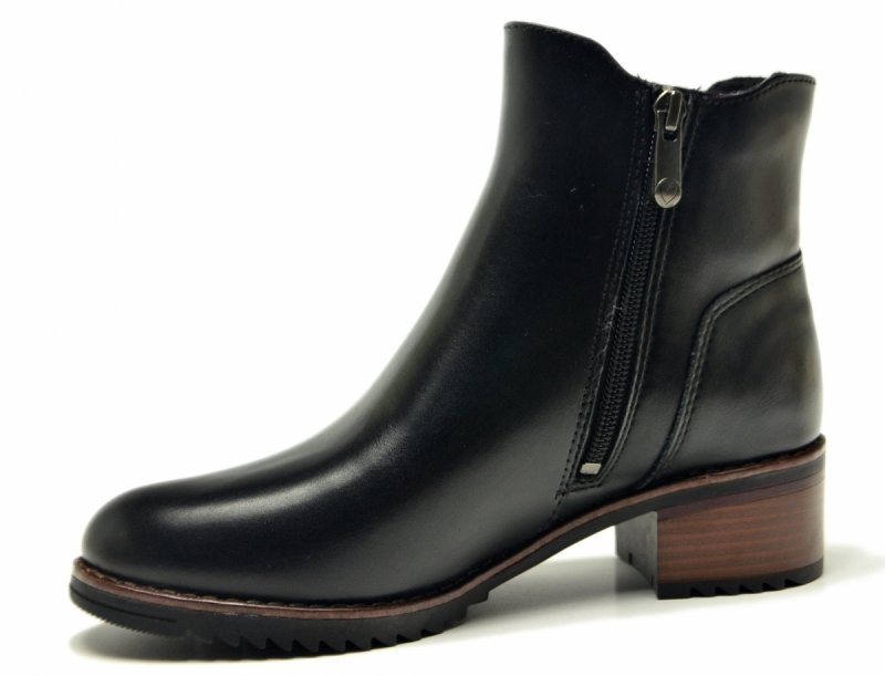 Botki 39 MARCO TOZZI skóra 25376 czarne skórzane brąz