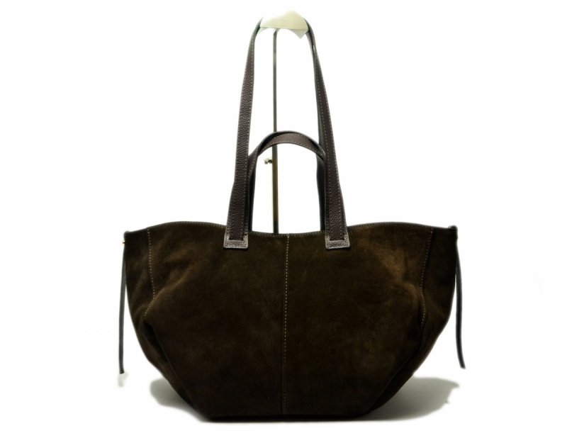 TOREBKA skórzana Laura Biaggi brązowa skóra zamsz czekolada