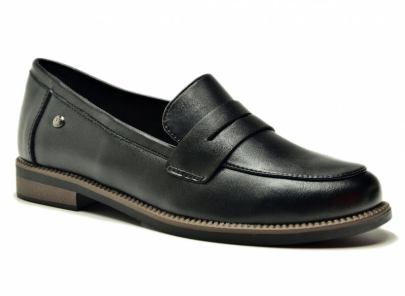 Mokasyny czarne skóra 38 półbuty VINCEZA 18131 skórzane damskie