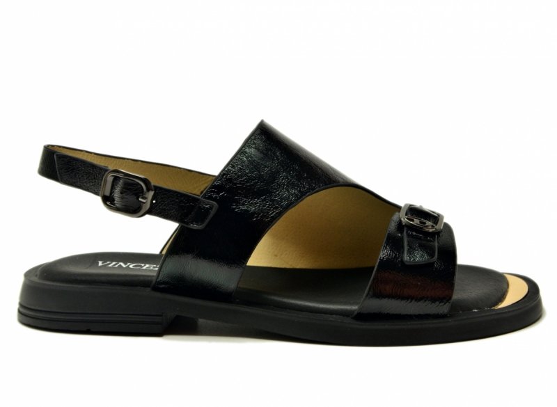 Sandałki skóra 37 czarne płaskie VINCEZA 86434 skórzane 