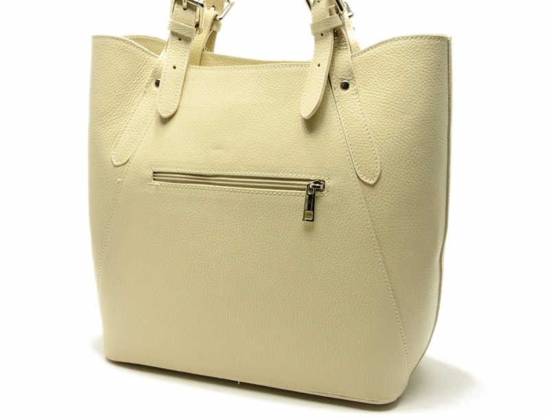 TOREBKA skóra beżowa MIKO skórzana damska jasny beż