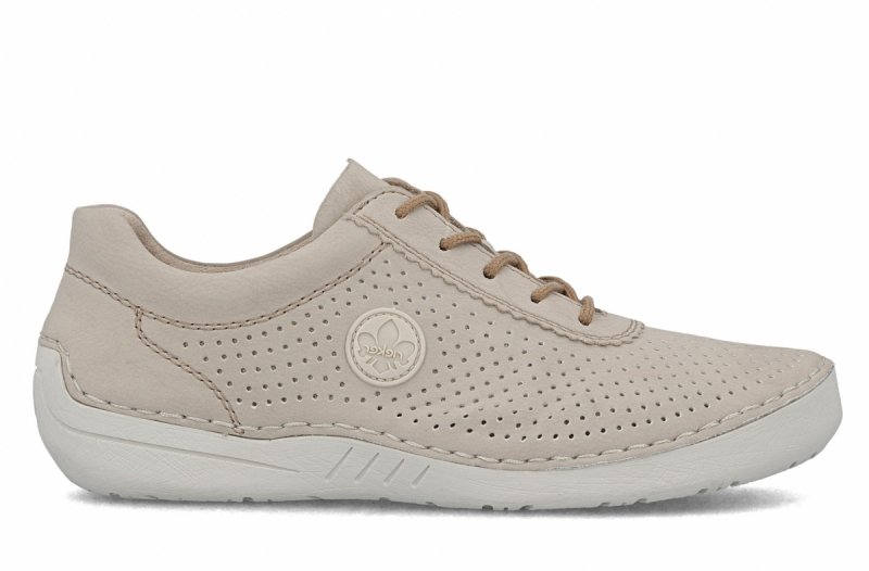 Sneakersy 38 RIEKER 52546 skóra beżowe damskie półbuty beż