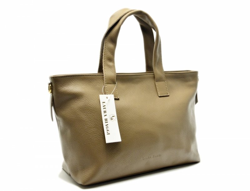 TOREBKA damska skóra taupe skórzana LAURA BIAGGI