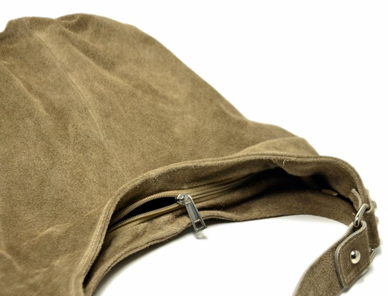 TOREBKA damska skóra taupe skórzana MIKO zamsz beż