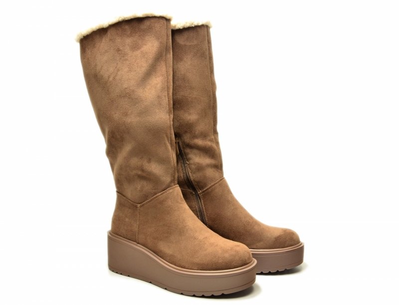 Kozaki botki 36 POTOCKI 11327 beżowe platforma damskie beż zamsz