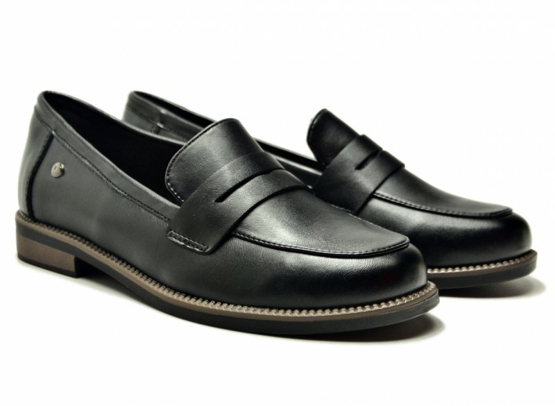 Mokasyny czarne skóra 38 półbuty VINCEZA 18131 skórzane damskie