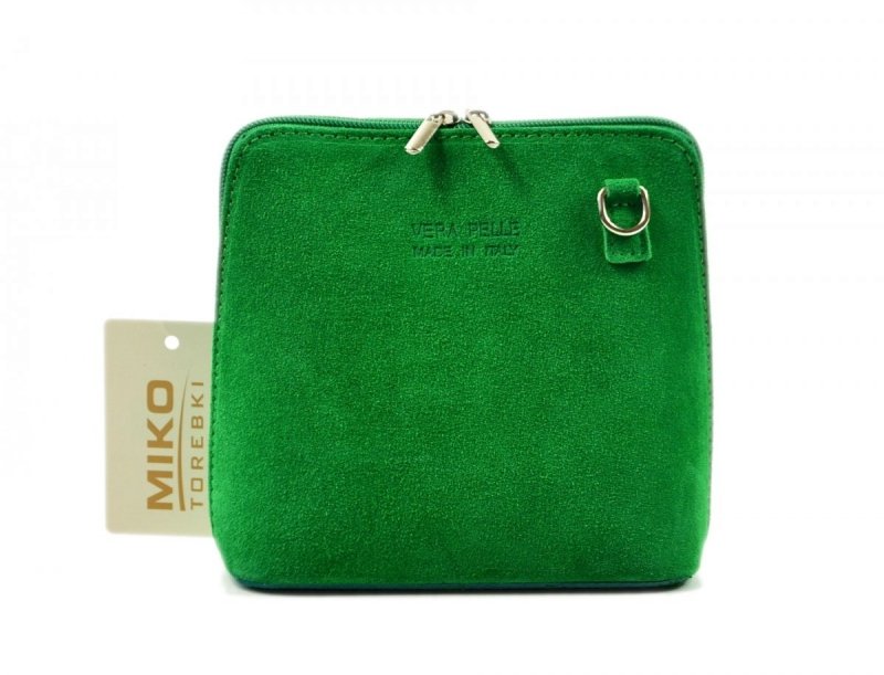 TOREBKA MIKO listonoszka skóra zielona zamsz