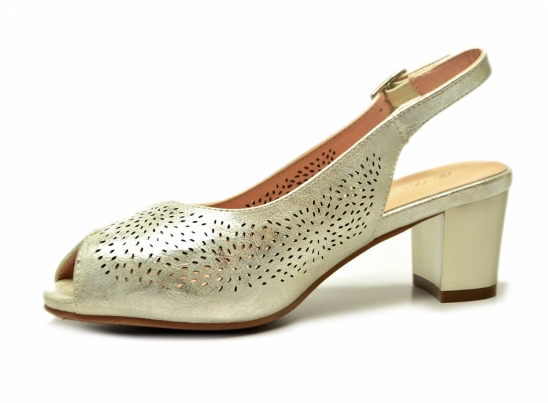 Sandałki damskie złote 37 na obcasie POTOCKI 12762 czółenka