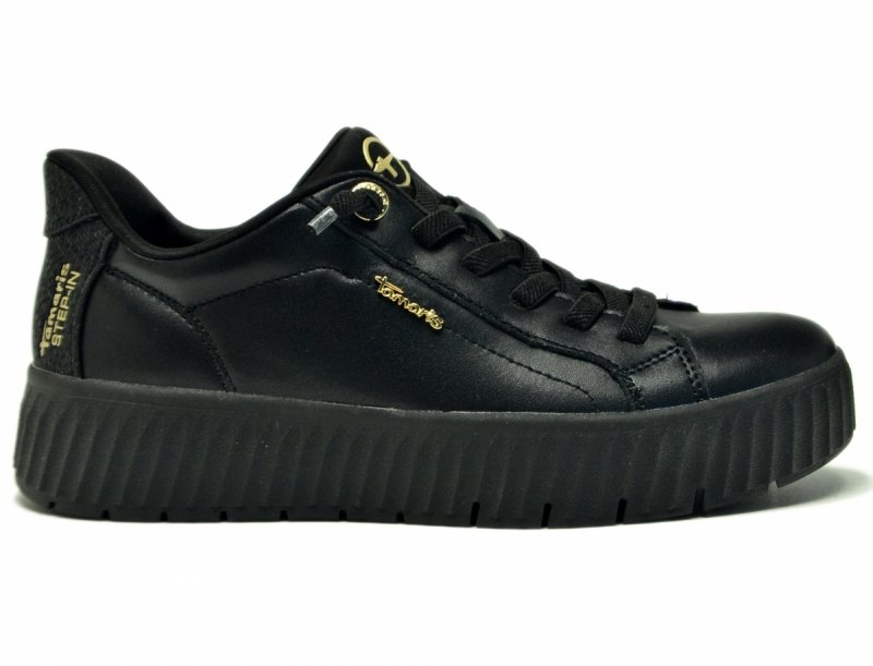 Półbuty 37 TAMARIS 83720 skóra sneakersy czarne skórzane step-in