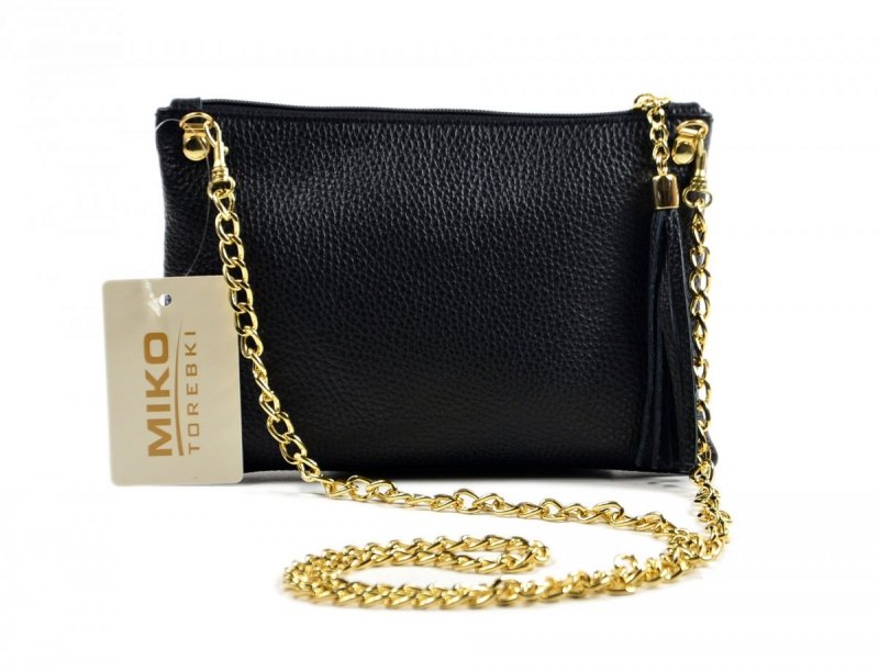 TOREBKA skóra listonoszka MIKO czarna kopertówka 