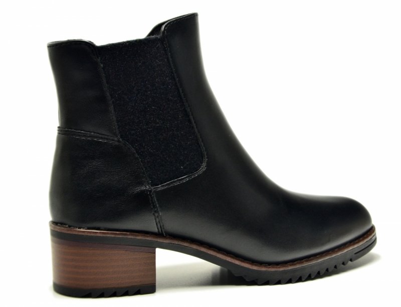 Botki 40 MARCO TOZZI skóra 25376 czarne skórzane brąz