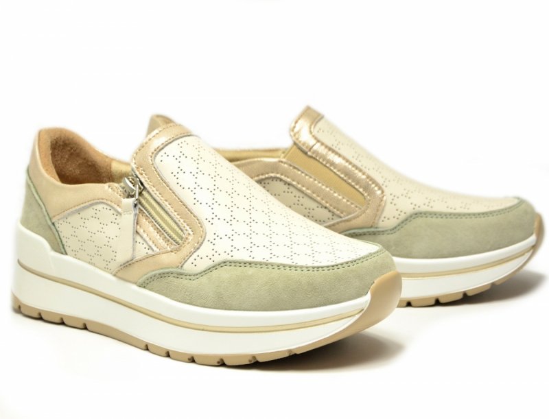 Półbuty sneakersy 38 skóra FILIPPO 6777 beżowe skórzane beż