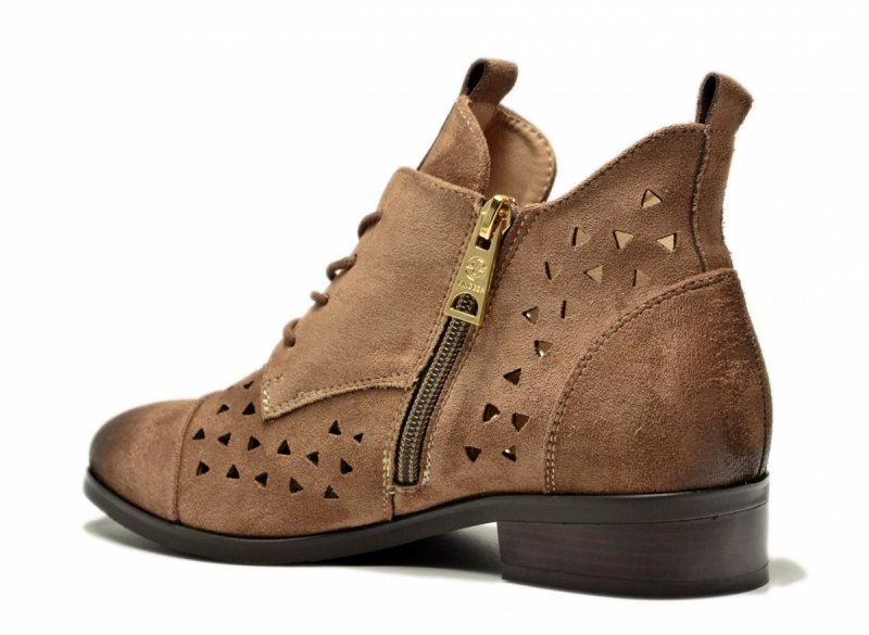 Botki 39 beżowe VINCEZA 58620 ażurowane zamsz beż damskie