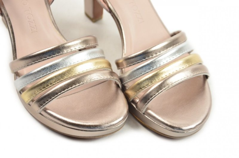 Sandałki 37 MARCO TOZZI 28309 różowe złote srebrne metaliczne