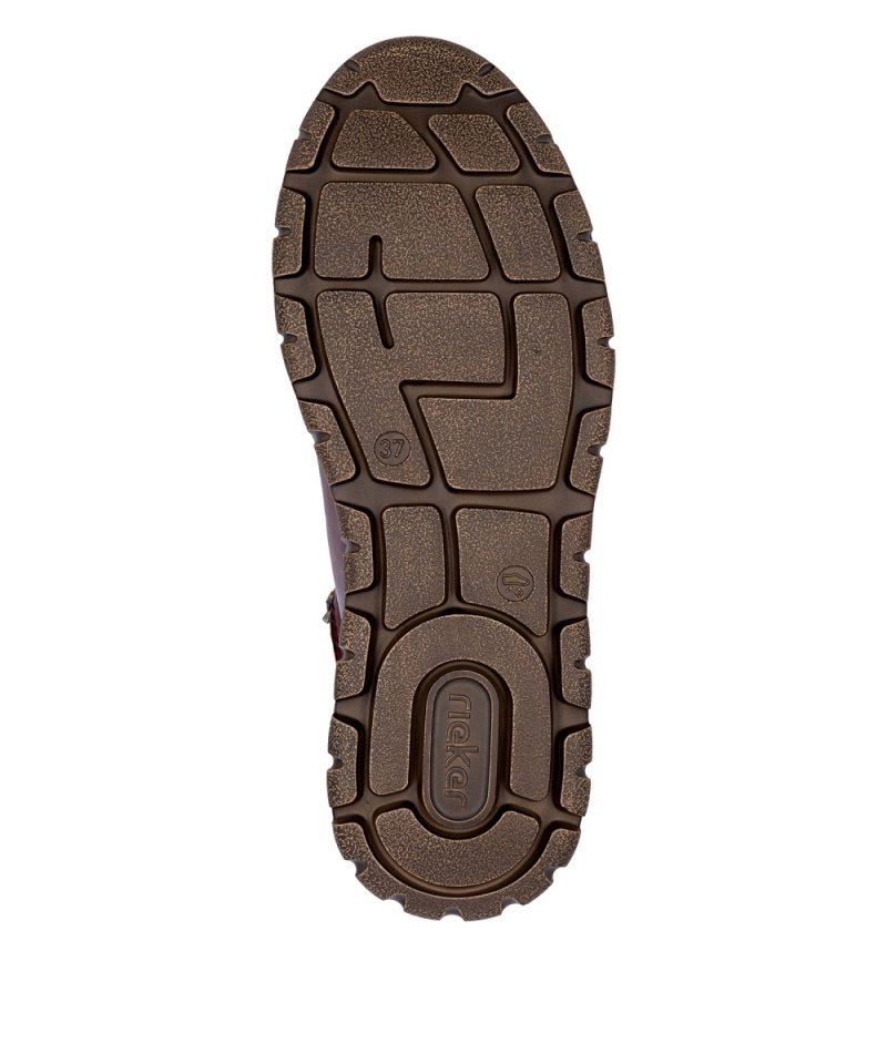 BOTKI 38 RIEKER 1305 bordowe skóra płaskie bordo TEX damskie ocieplane skórzane