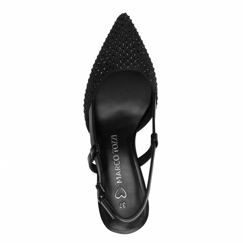 Czółenka czarne 36 MARCO TOZZI 29667 z odkrytą piętą