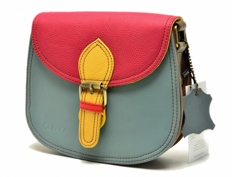 Torebka listonoszka OLIVKA skóra kolorowa skórzana 
