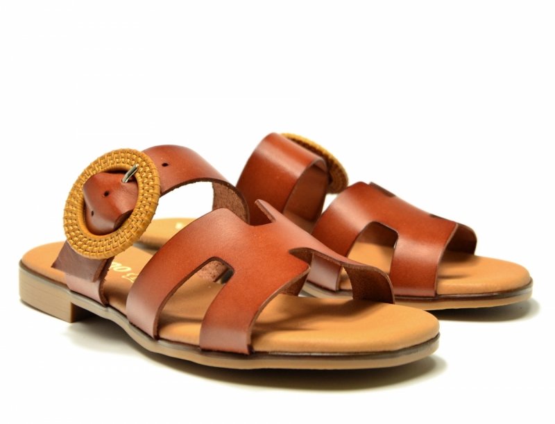 Klapki 36 skóra VERANO 3007 brązowe skórzane płaskie brąz