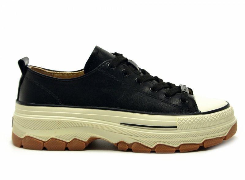 Trampki sneakersy 40 skóra FILIPPO 7501 czarne półbuty skórzane 