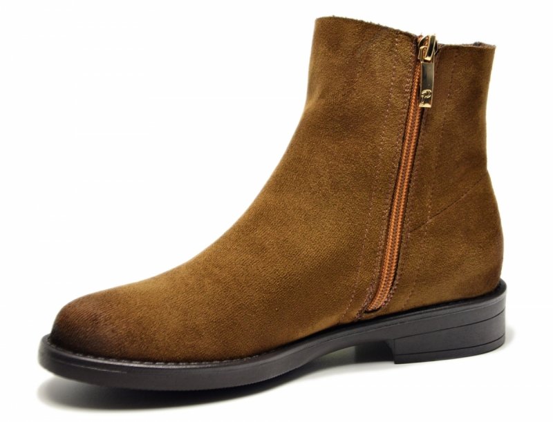 Botki 39 POTOCKI 12515 brązowe zamsz camel damskie płaskie brąz