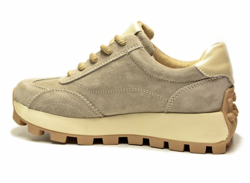 Sneakersy beż 37 skóra FILIPPO 7498 beżowe skórzane zamsz półbuty