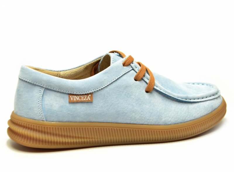 Półbuty 39 skóra VINCEZA 95391 błękitne skórzane zamsz niebieskie