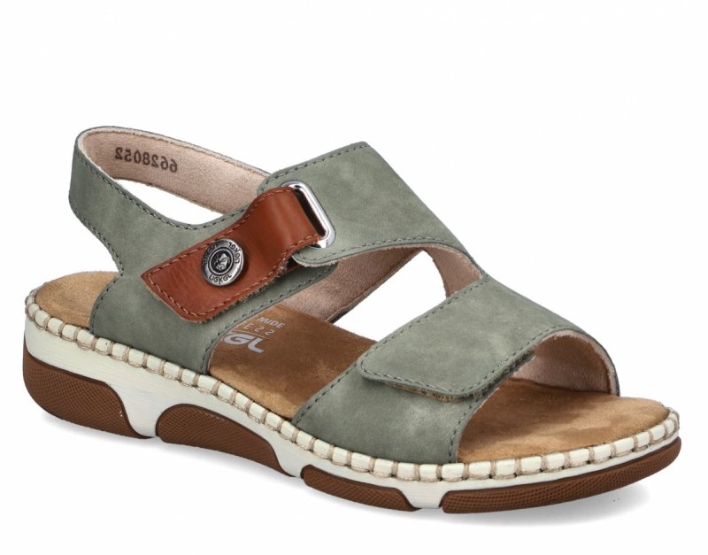 Sandałki zielone 39 RIEKER 66280 płaskie damskie