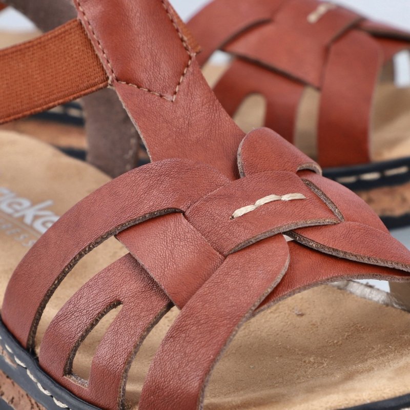 Sandałki brązowe 40 RIEKER 62918 na koturnie platformie brąz