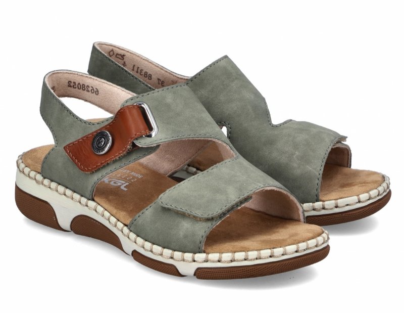 Sandałki zielone 37 RIEKER 66280 płaskie damskie