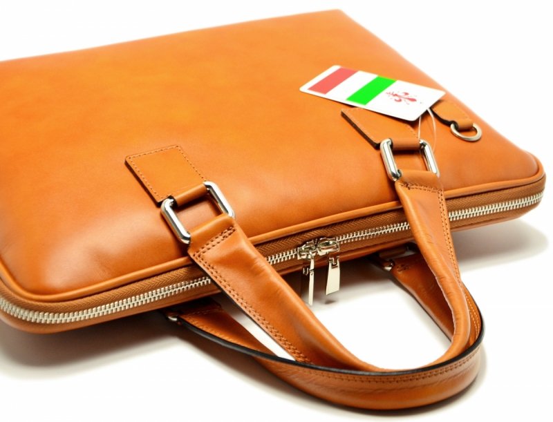 TOREBKA aktówka MIKO skóra camel skórzana