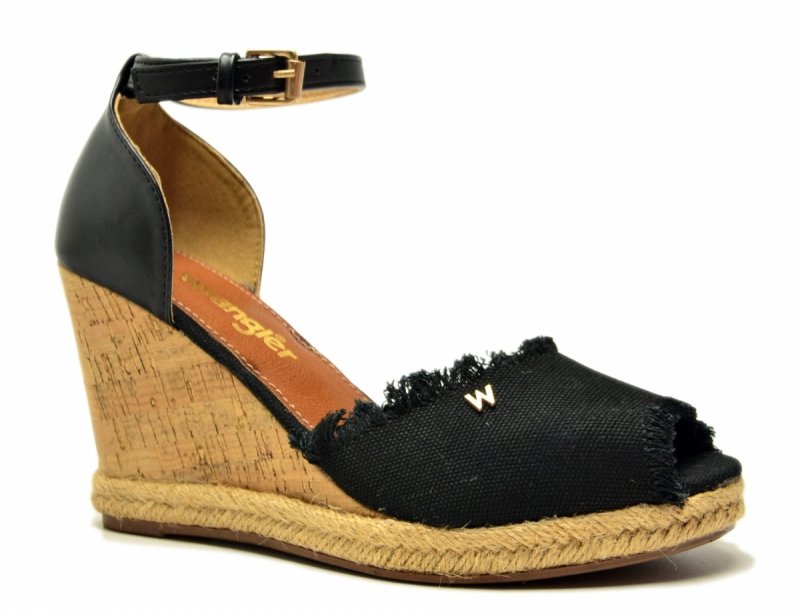 Sandały WRANGLER 37 LORETTA espadryle czarne na koturnie damskie 