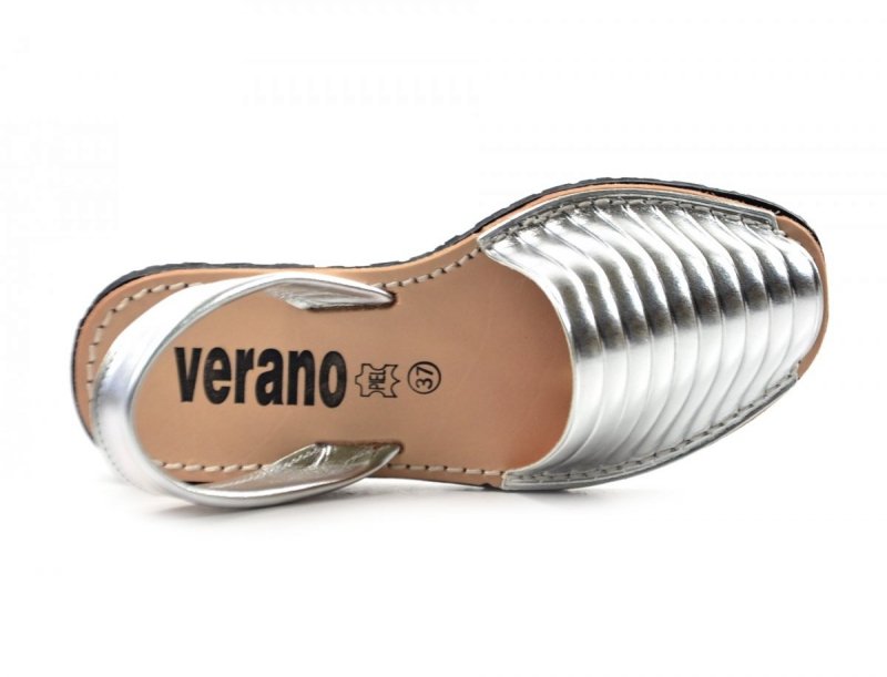 Sandały 37 skóra VERANO 459 srebrne klapki hiszpańskie
