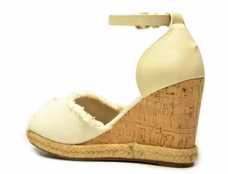 Sandały WRANGLER 38 LORETTA espadryle beżowe na koturnie damskie kremowe