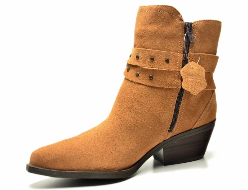 Botki 36 BOTTERO 347707 skóra kowbojki brązowe skórzane zamsz brąz