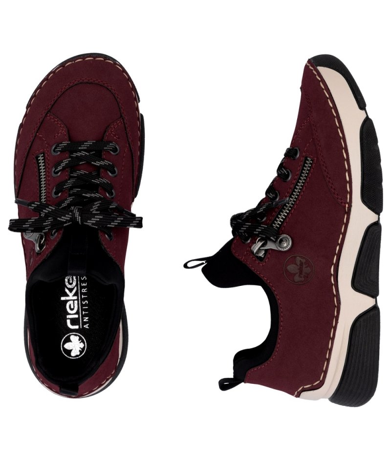 BOTKI sneakersy 37 RIEKER 45973 bordowe damskie półbuty bordo