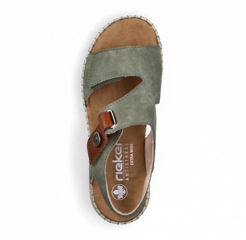 Sandałki zielone 38 RIEKER 66280 płaskie damskie