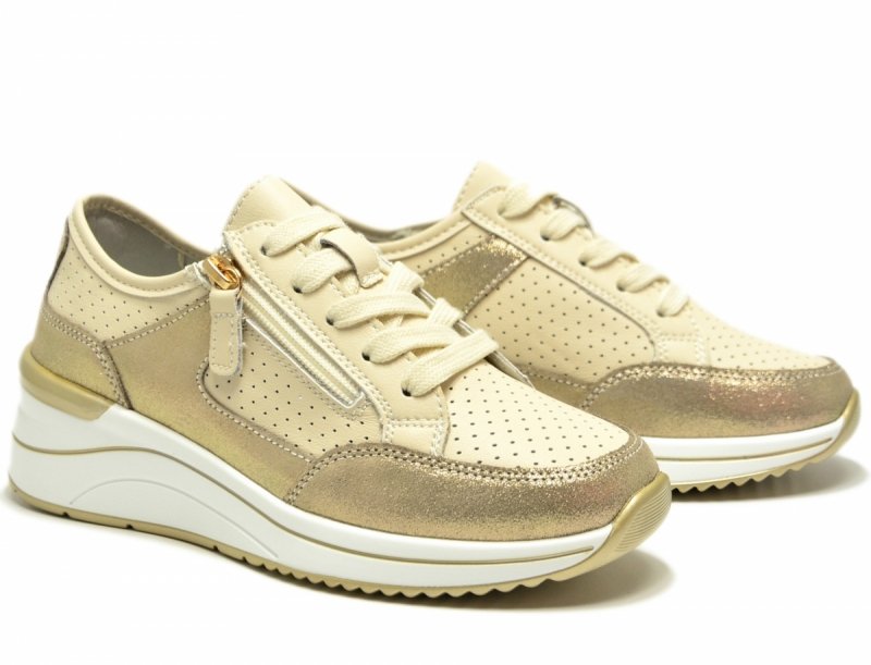 Półbuty sneakersy skóra 38 beżowe SOKOLSKI 391 beż skórzane