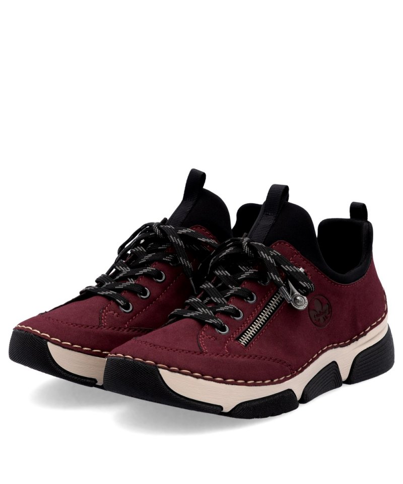 BOTKI sneakersy 36 RIEKER 45973 bordowe damskie półbuty bordo