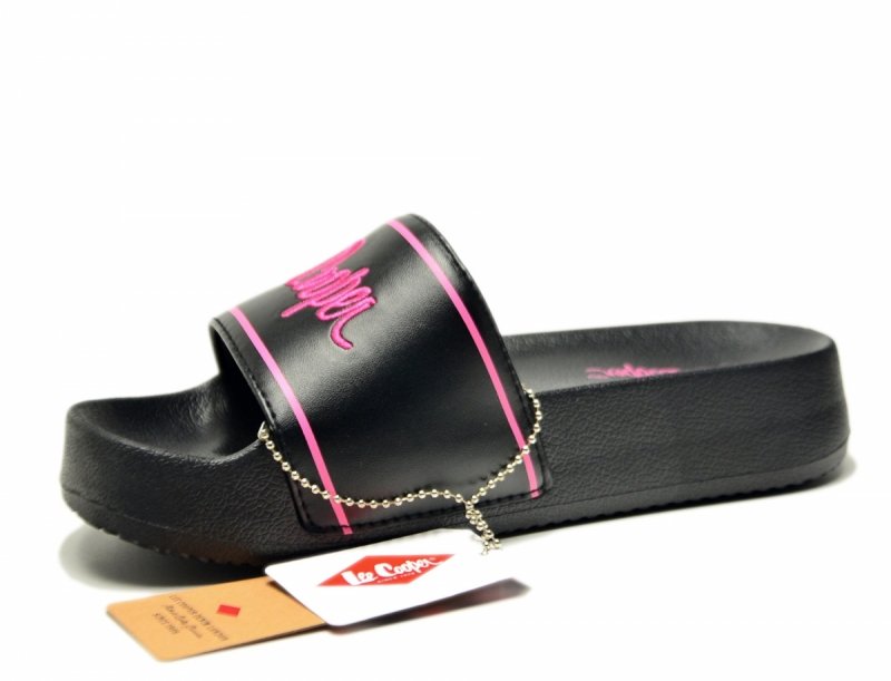 Klapki damskie 40 LEE COOPER 3530 czarne różowe
