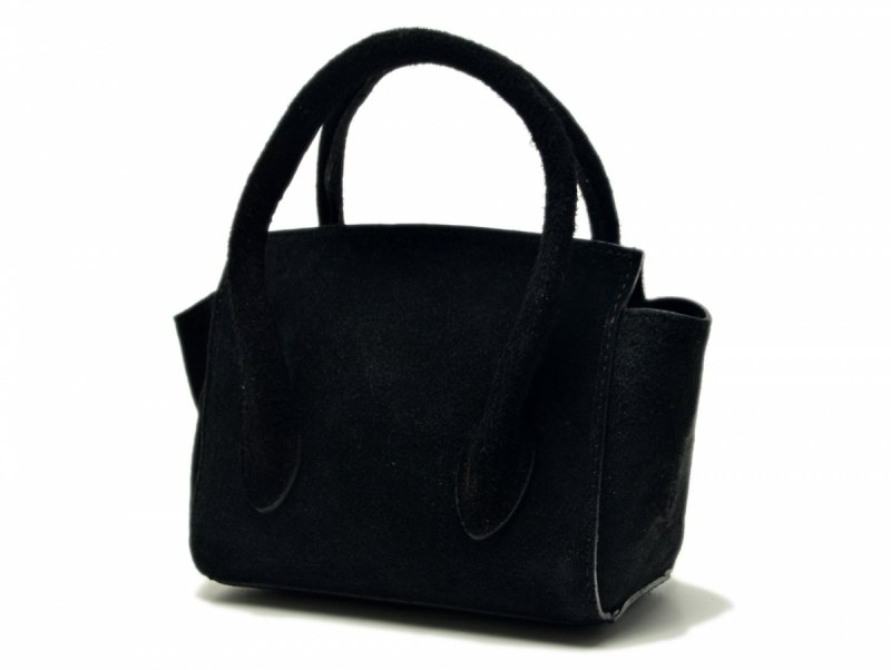 TOREBKA skóra czarna LAURA BIAGGI skórzana zamsz mała shopperka