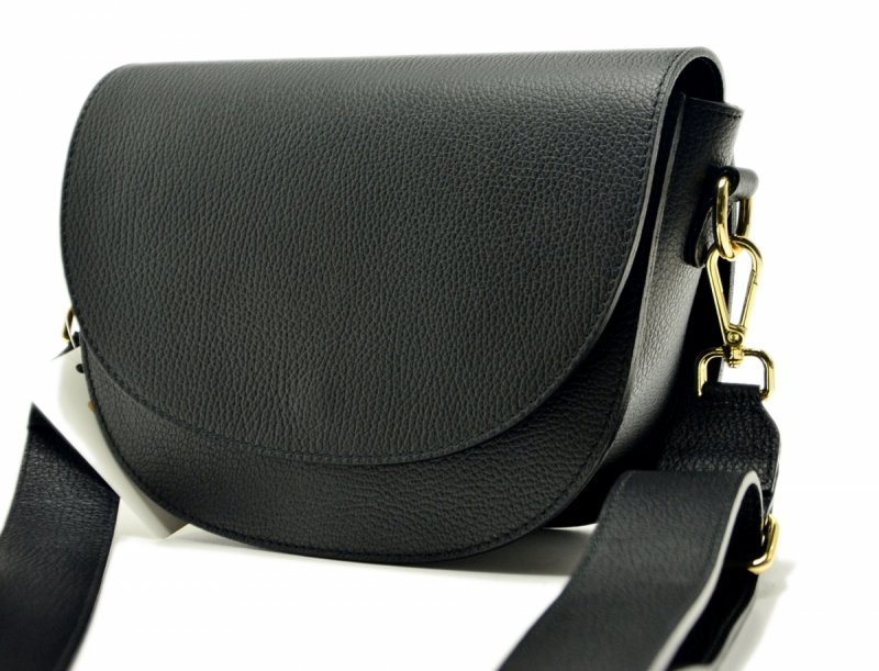 TOREBKA skóra listonoszka MIKO czarna skórzana 