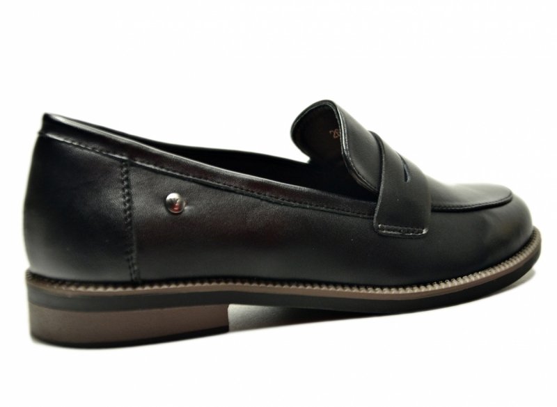 Mokasyny czarne skóra 38 półbuty VINCEZA 18131 skórzane damskie