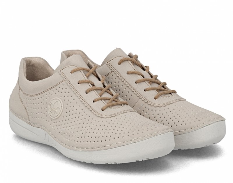 Sneakersy 36 RIEKER 52546 skóra beżowe damskie półbuty beż