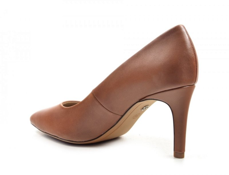 Czółenka damskie 40 S.OLIVER skóra 22405 camel brąz skórzane szpilki