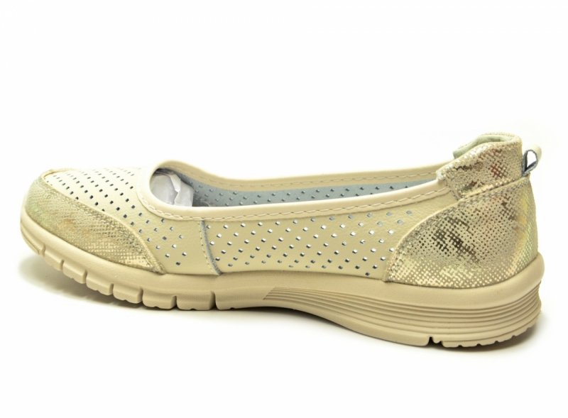 Półbuty 36 baleriny skóra VINCEZA 95369 beżowe skórzane beż ażurowane