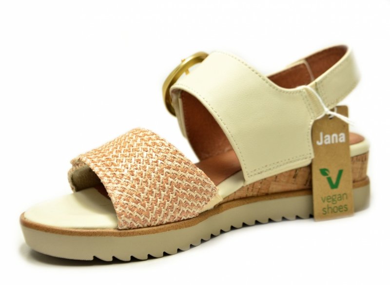 Sandały beż 37 JANA 28776 na platformie koturnie beżowe kremowe