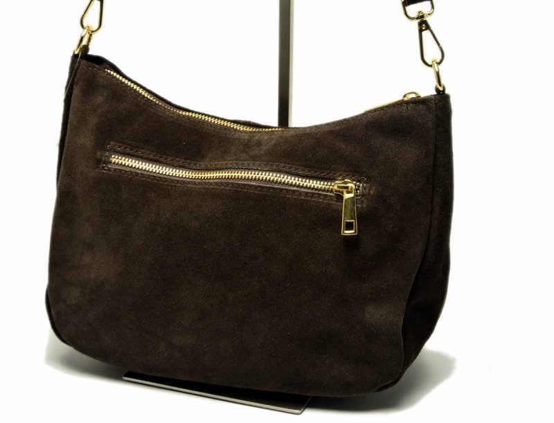 TOREBKA skóra brązowa listonoszka skórzana brąz zamsz damska LAURA BIAGGI