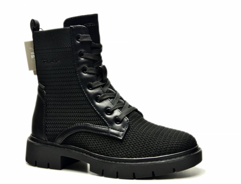 Botki 41 TAMARIS 86211  czarne duo-tex płaskie