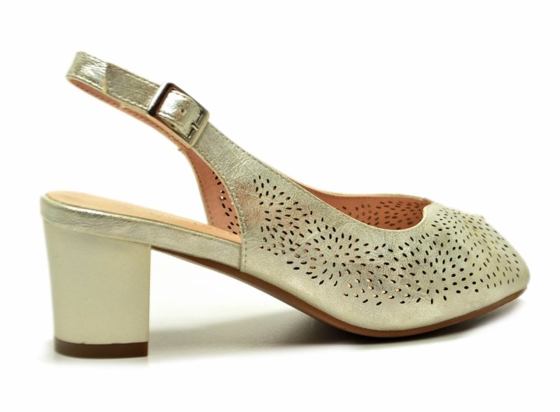 Sandałki damskie złote 37 na obcasie POTOCKI 12762 czółenka