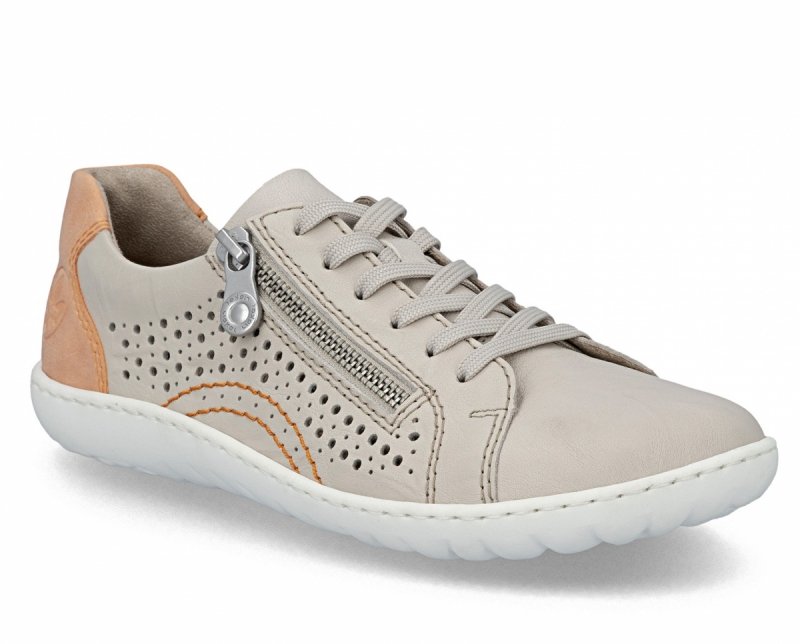 Półbuty sneakersy 36 RIEKER 52824 beżowe skóra damskie skórzane ażurowane